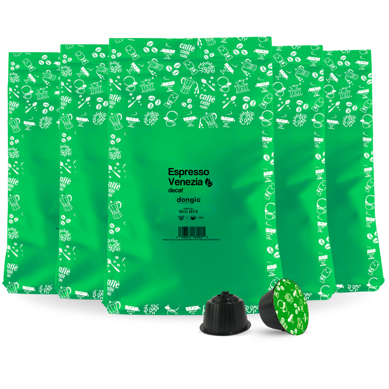 Dongio Caffe Venezia Decaf Espresso – 100 Dolce Gusto® Compatible Capsules | Rich Italian Decaf