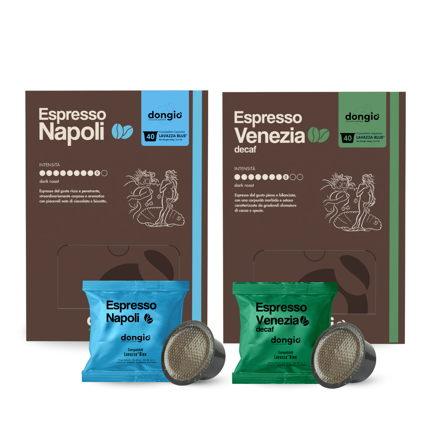 Dark Roast, Napoli &amp; Venezia (decaf) -- 80 Lavazza Blue® compatible capusles