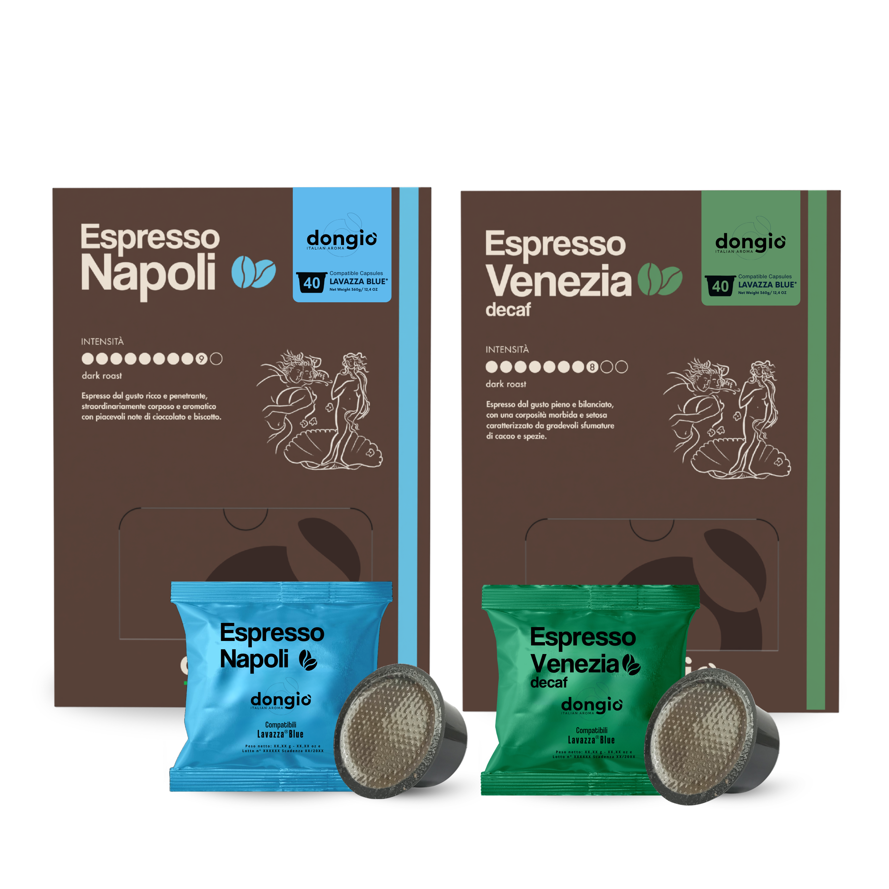 Dark Roast, Napoli &amp; Venezia (decaf) -- 80 Lavazza Blue® compatible capusles