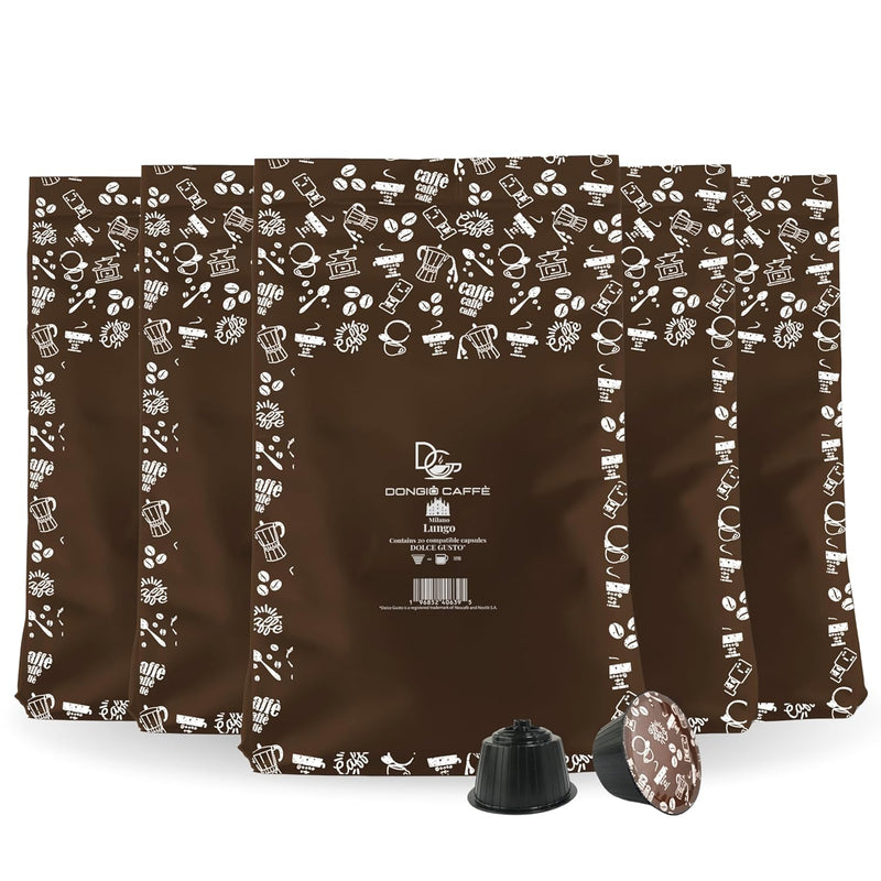 Dongio Caffe Milano Lungo Capsules Compatible with Dolce Gusto