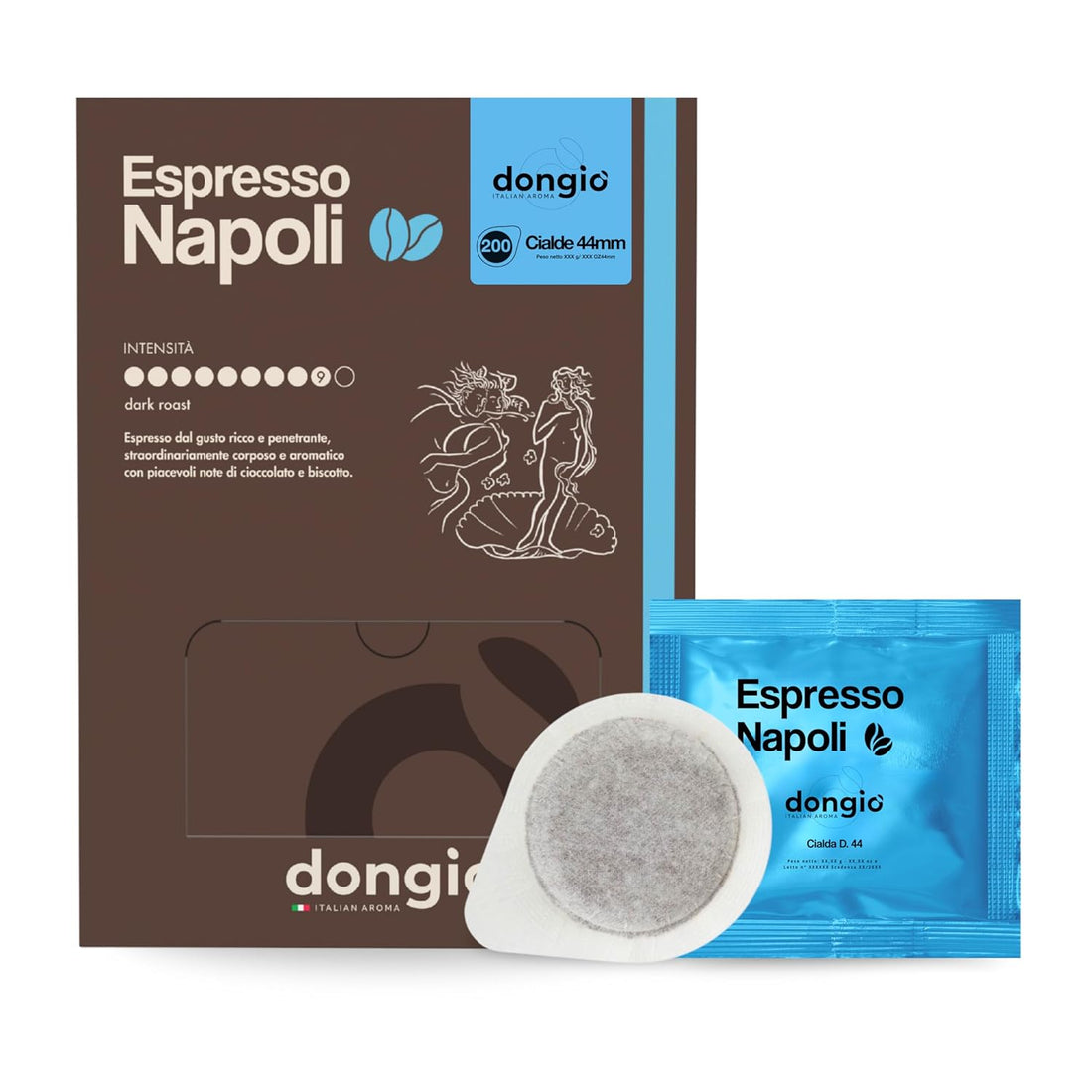 Dongio Caffe Napoli Dark Roast ESE 44mm Coffee Pods – 200 Count