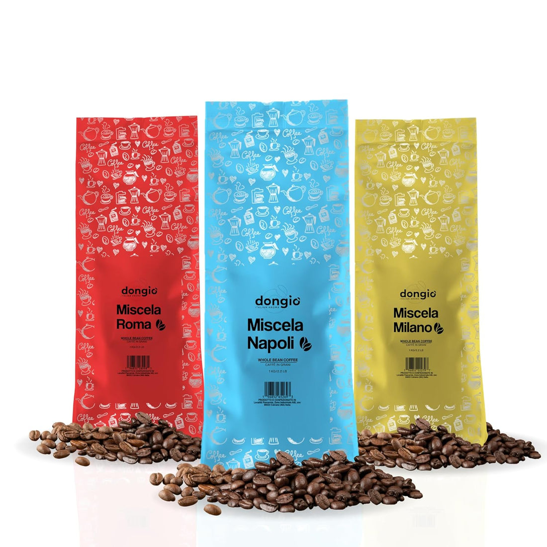 Dongio Caffe Italian Whole Bean Coffee Variety Pack